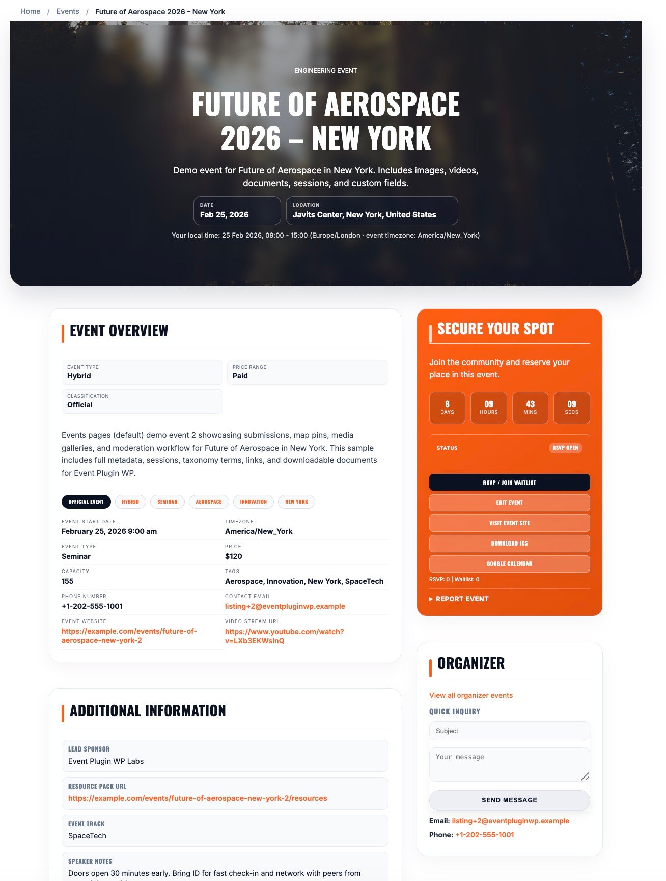 Event Details Interface