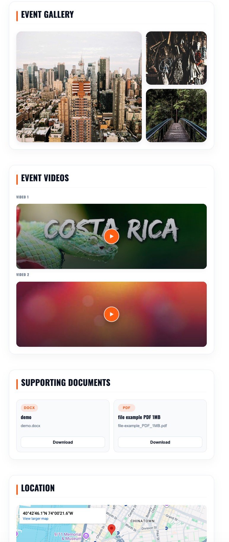 RSVP and Gallery Interface